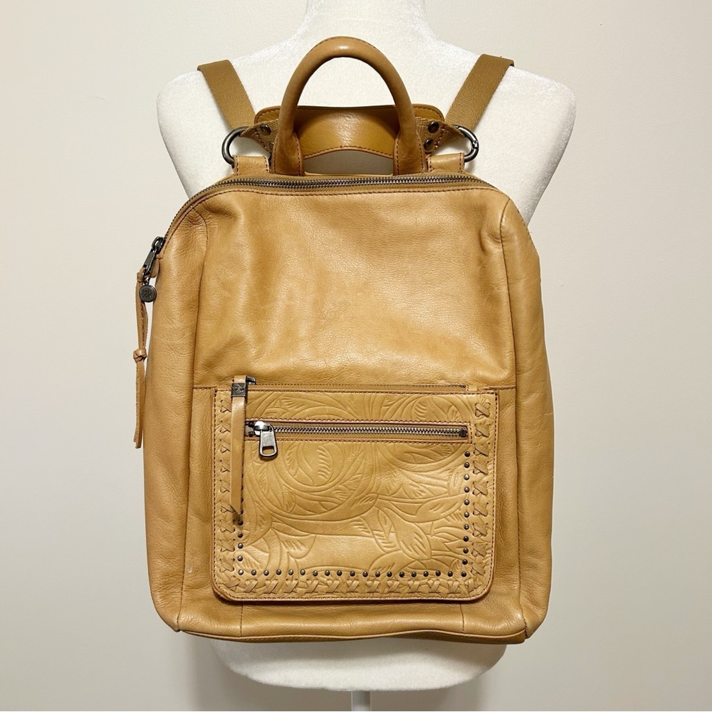 The Sak Loyola Camel Tan Leather Backpack Adjustable Convertible 100% Leather